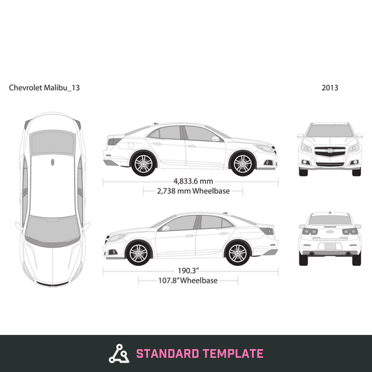 2013 Chevy Malibu vector wrap template, Design-Ready PDF - GravBase
