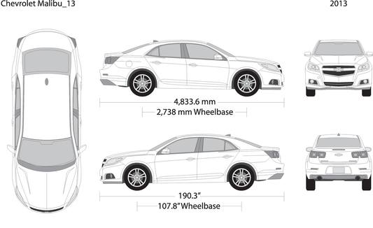 2013 Chevy Malibu V13 Vehicle Wrap Template