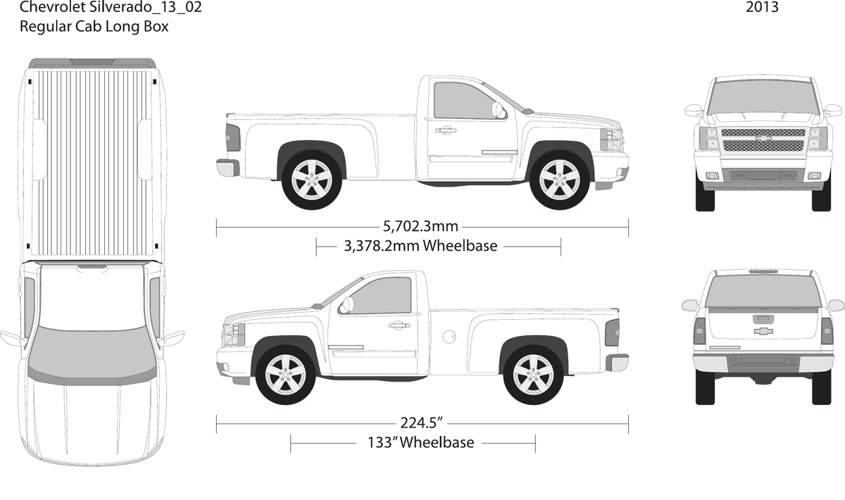 2013 Chevy Silverado 1500 vector wrap template V02, Design-Ready PDF - GravBase