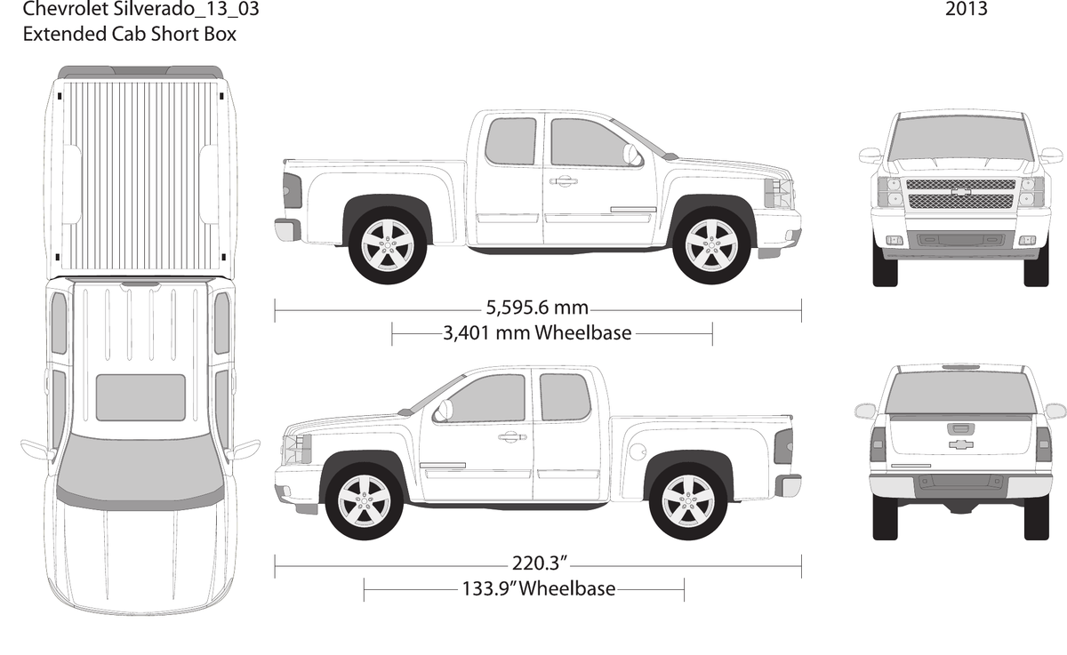 2013 Chevy Silverado 1500 vector wrap template V03, Design-Ready PDF - GravBase