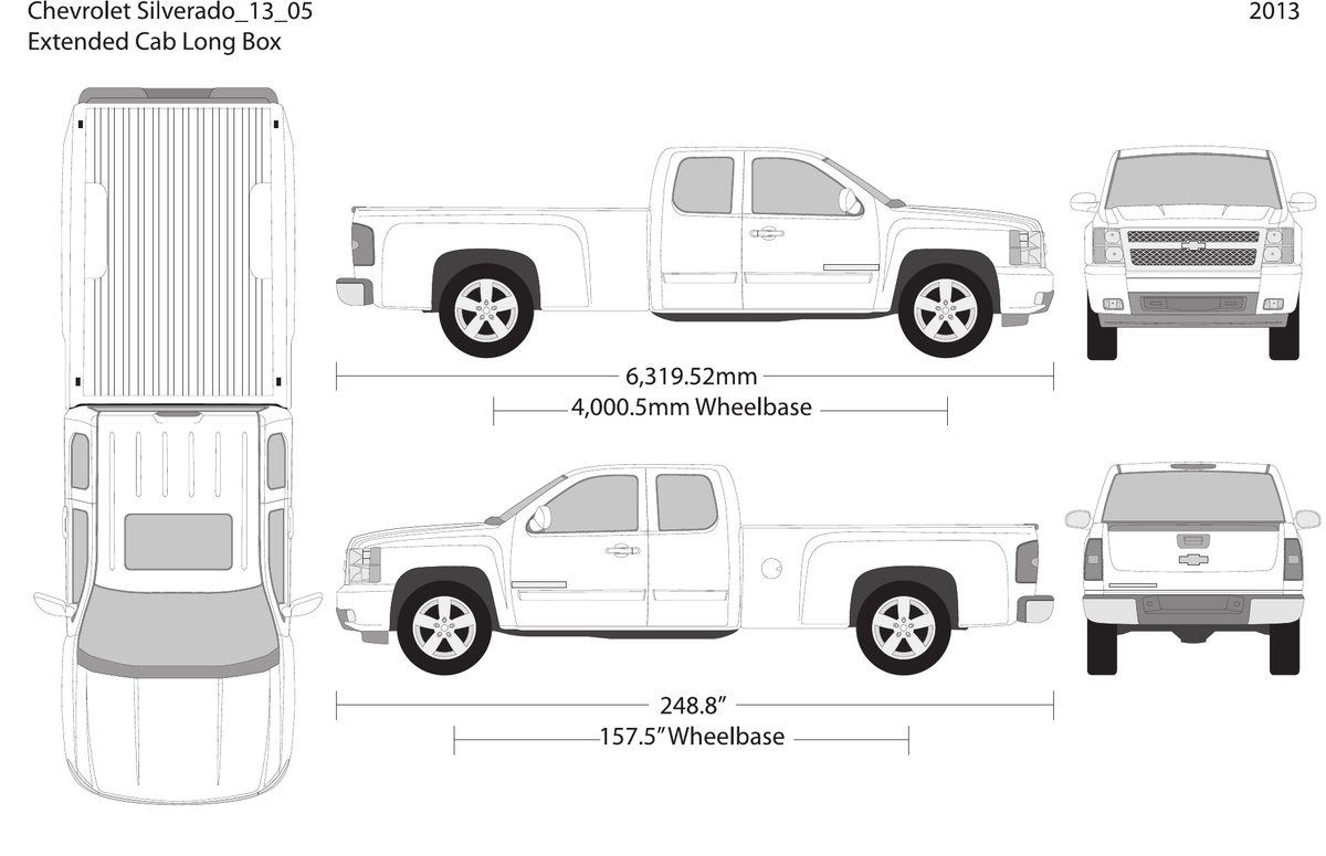 2013 Chevy Silverado 1500 vector wrap template V05, Design-Ready PDF - GravBase