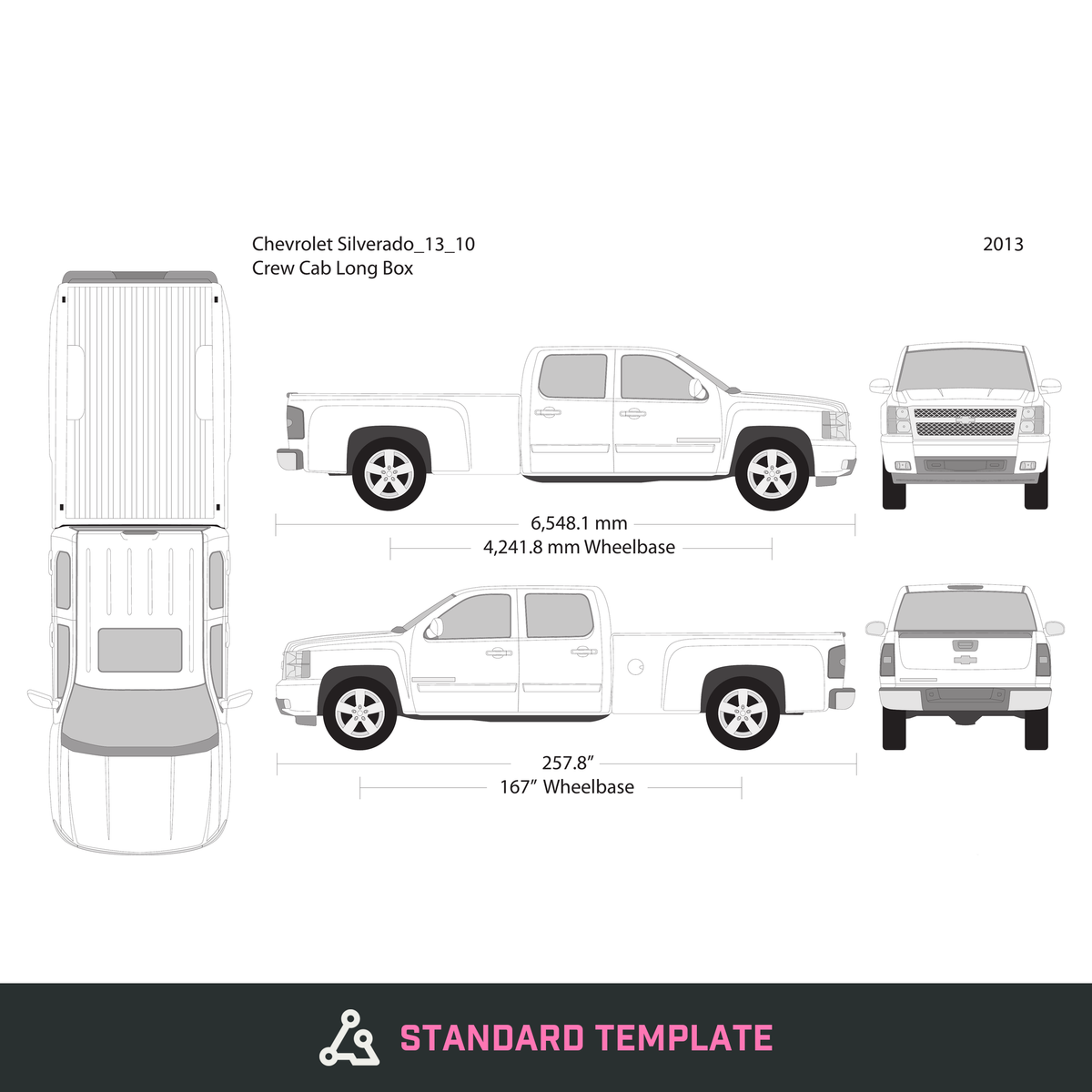 2013 Chevy Silverado 1500 vector wrap template V10, Design-Ready PDF - GravBase