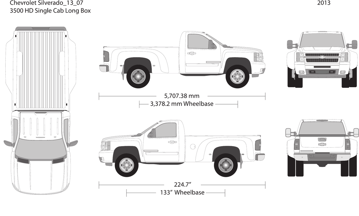 2013 Chevy Silverado 2500-3500 HD Vector Wrap Template - GravBase
