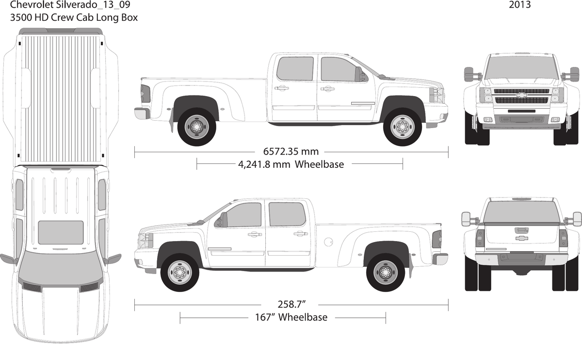 2013 Chevy Silverado 2500-3500 HD vector wrap template V09, Design-Ready PDF - GravBase