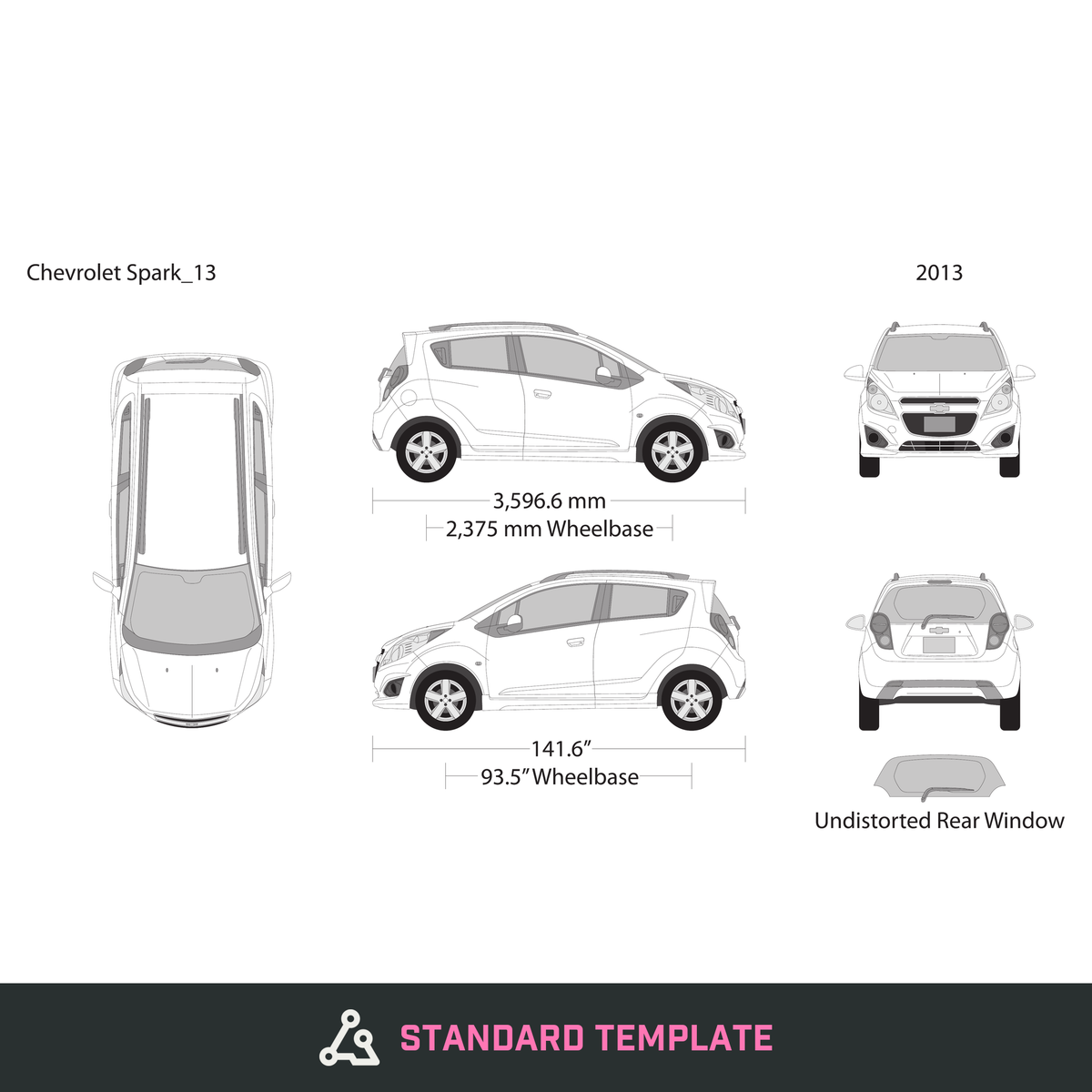 2013 Chevy Spark vector wrap template, Design-Ready PDF - GravBase