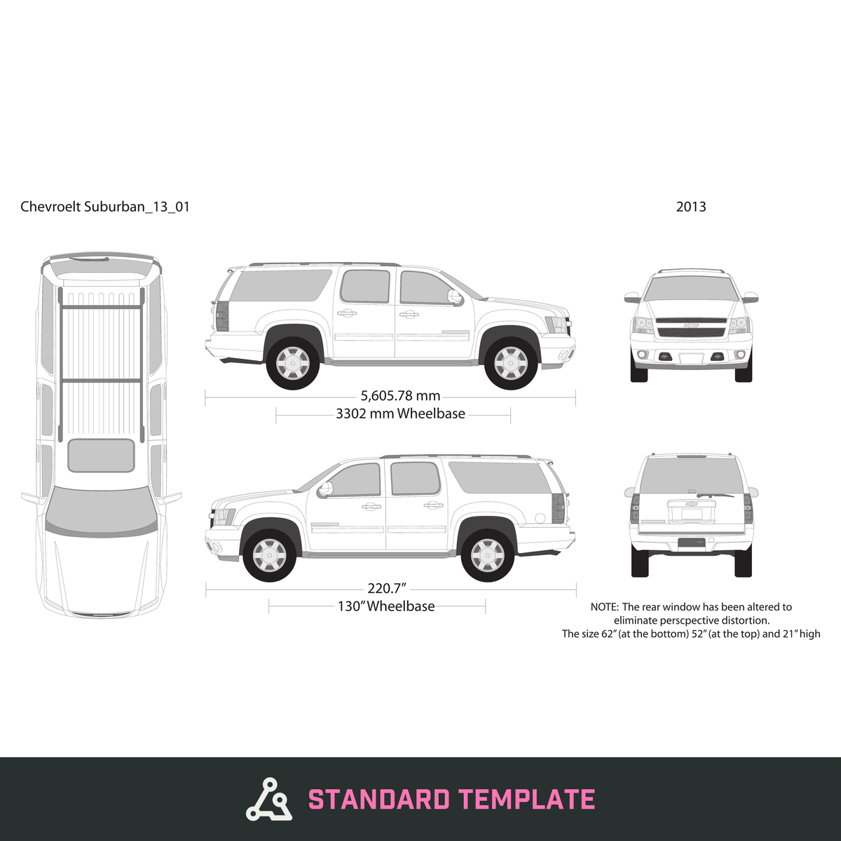 2013 Chevy Suburban vector wrap template, Design-Ready PDF - GravBase