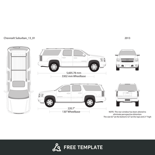 2013 Chevy Suburban free vector vehicle wrap template - GravBase