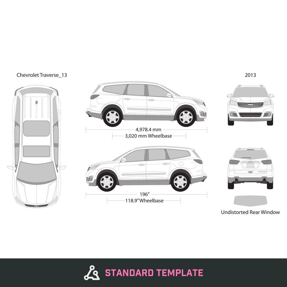 2013 Chevy Traverse vector wrap template, Design-Ready PDF - GravBase