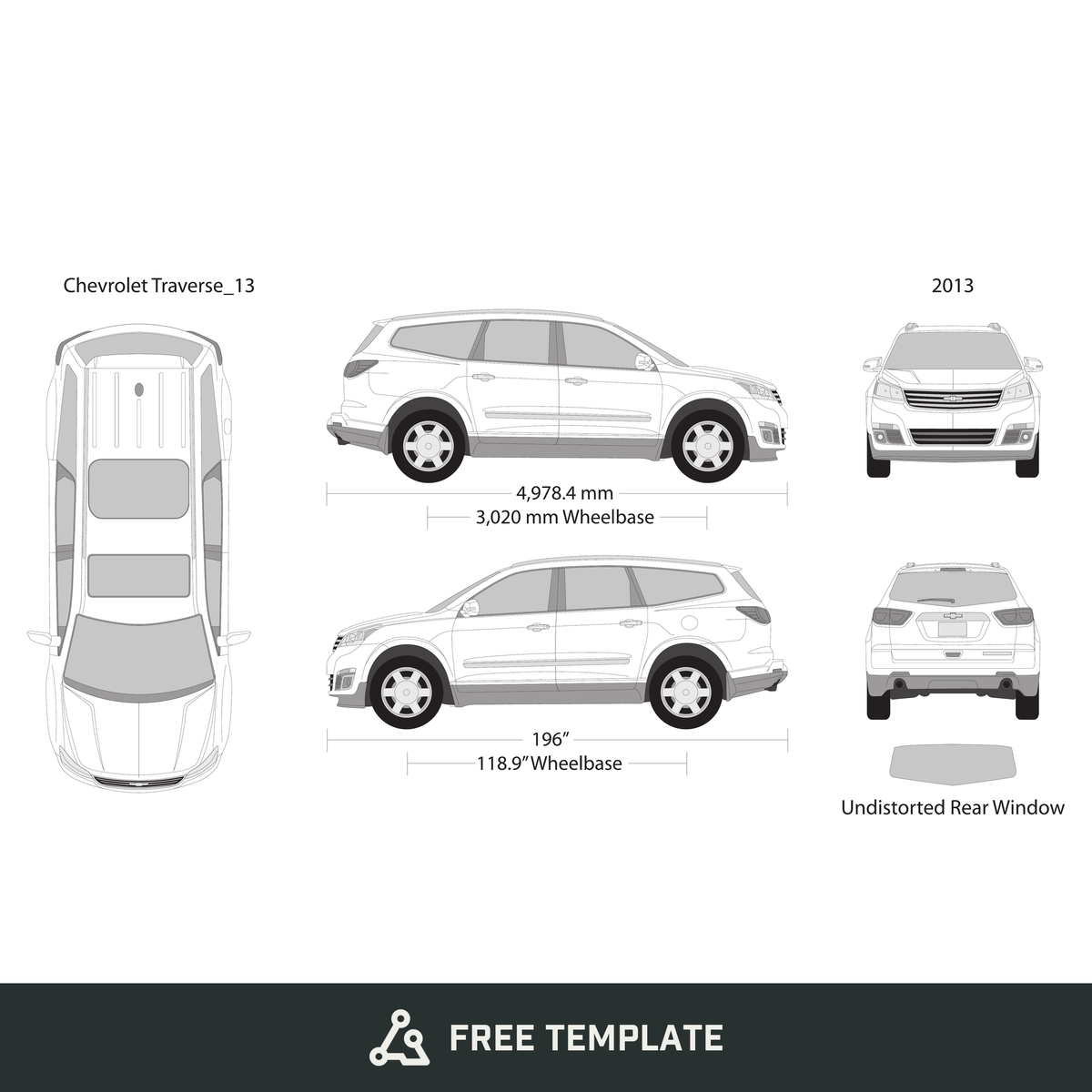 2013 Chevy Traverse free vector vehicle wrap template - GravBase