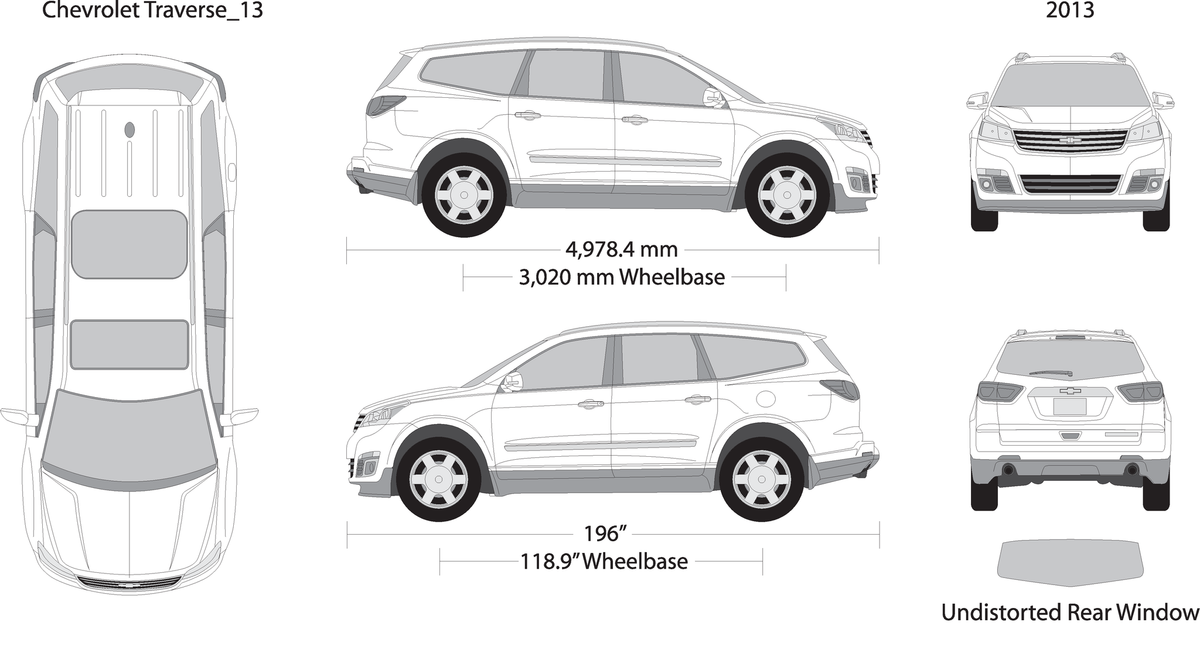 2013 Chevy Traverse V13 Vehicle Wrap Template