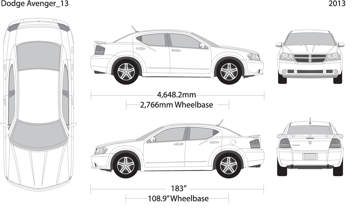 2013 Dodge Avenger V13 Vehicle Wrap Template