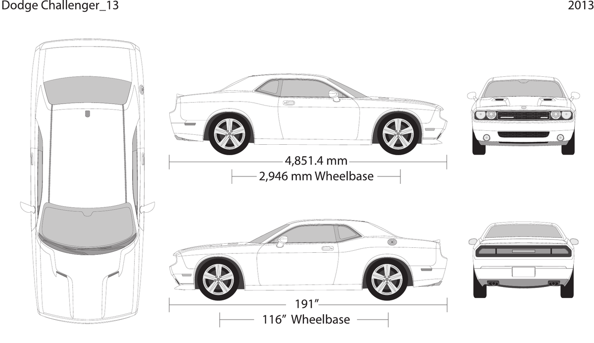 2013 Dodge Challenger vector wrap template, Design-Ready PDF - GravBase