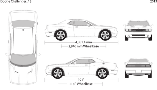 2013 Dodge Challenger vector wrap template, Design-Ready PDF - GravBase
