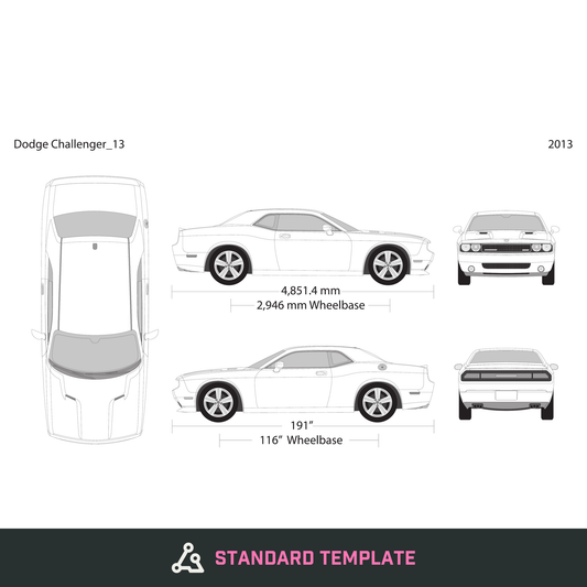 2013 Dodge Challenger vector wrap template, Design-Ready PDF - GravBase