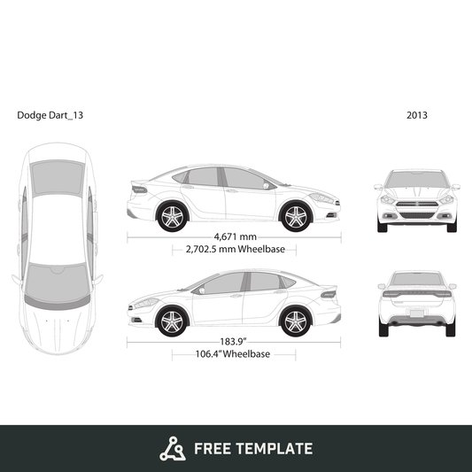 2013 Dodge Dart free vector vehicle wrap template - GravBase