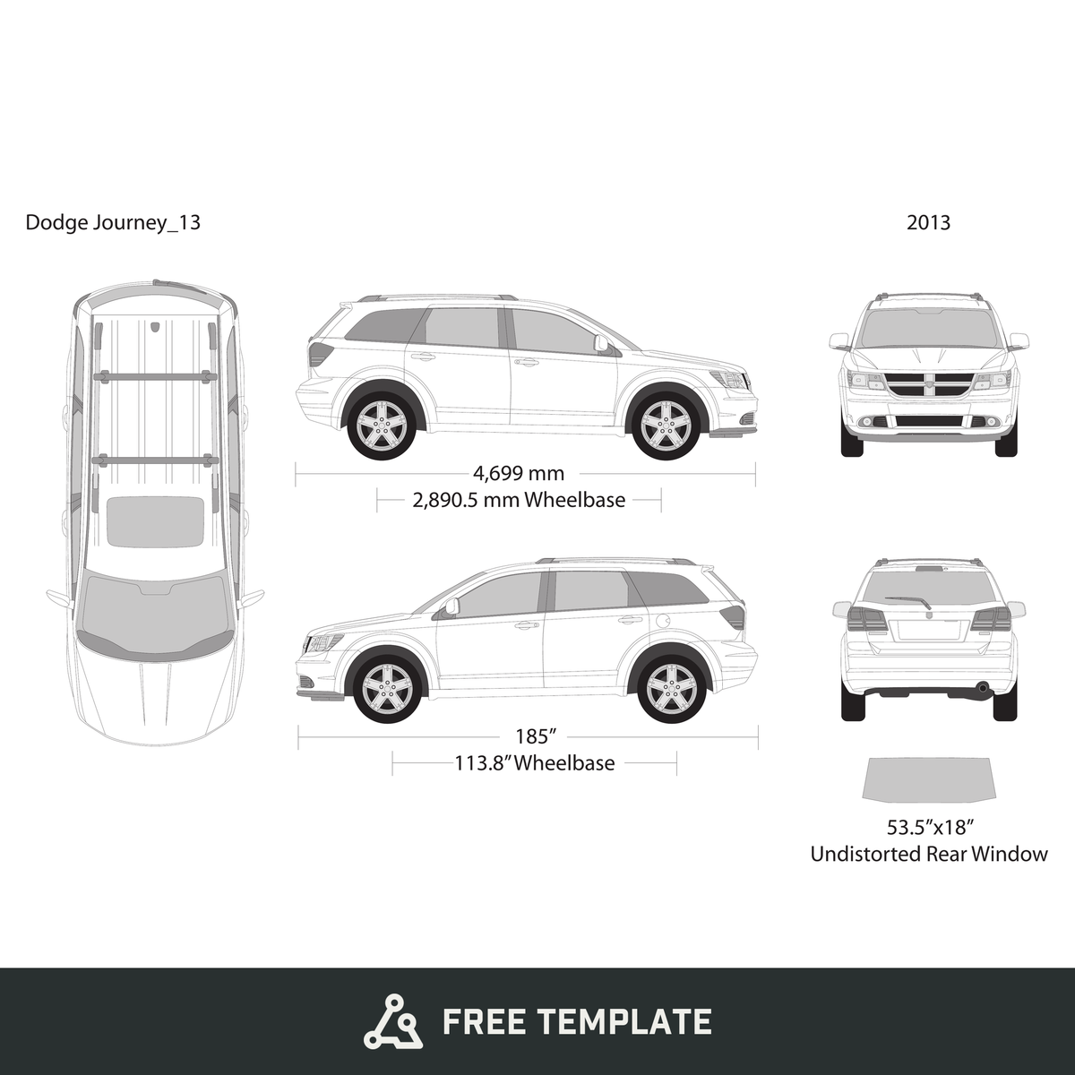 2013 Dodge Journey free vector vehicle wrap template - GravBase
