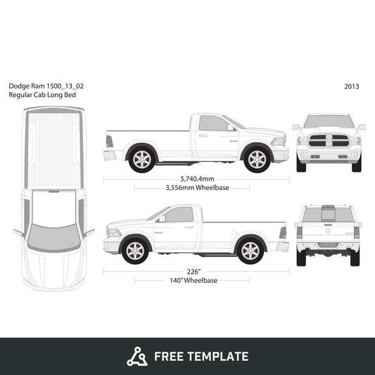 2013 Dodge Ram 1500 free vector vehicle wrap template - GravBase