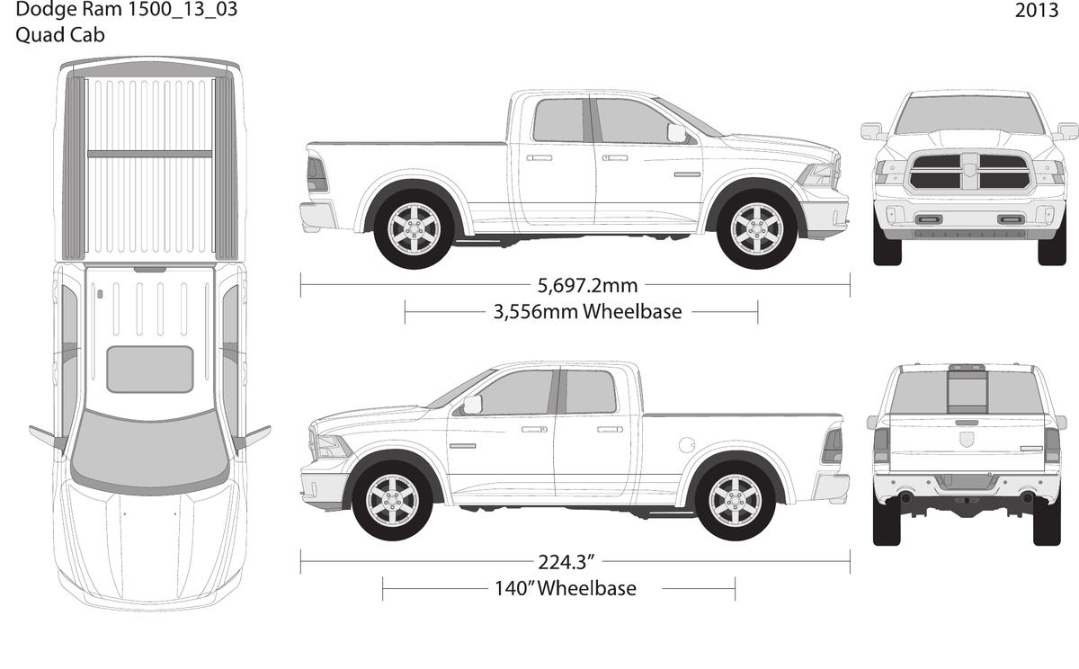 2013 Dodge Ram 1500 vector wrap template V03, Design-Ready PDF - GravBase