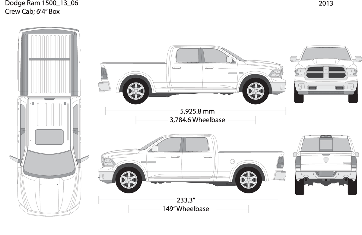 2013 Dodge Ram 1500 V06 Vehicle Wrap Template