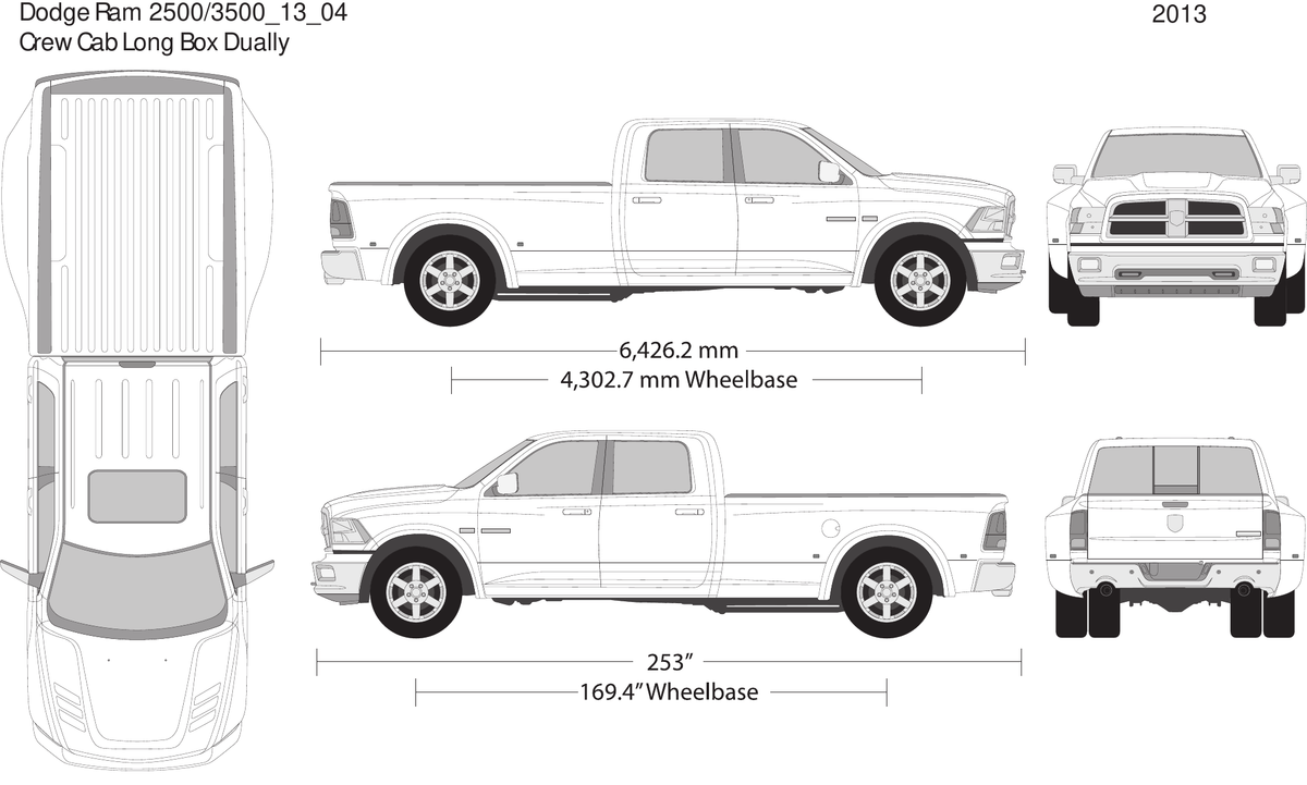 2013 Dodge Ram 2500_3500 vector wrap template V04, Design-Ready PDF - GravBase