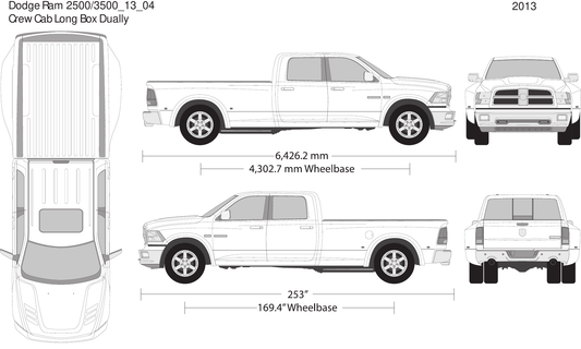 2013 Dodge Ram 2500_3500 vector wrap template V04, Design-Ready PDF - GravBase
