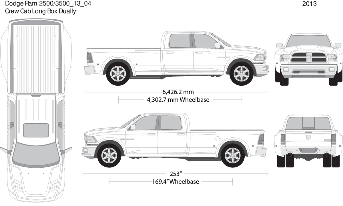 2013 Dodge Ram 2500 3500 V04 Vehicle Wrap Template