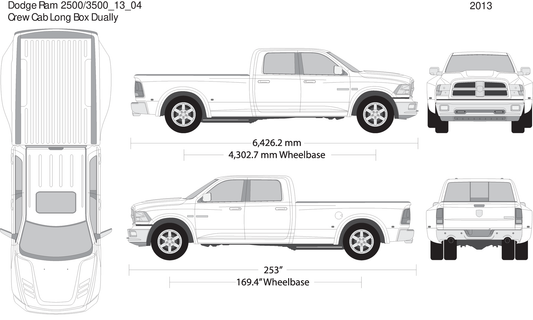 2013 Dodge Ram 2500 3500 V04 Vehicle Wrap Template