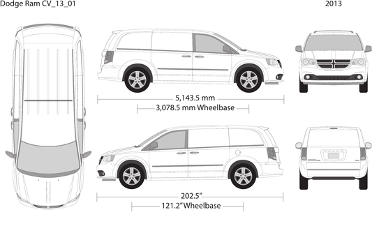 2013 Dodge Ram CV Vector Wrap Template - GravBase
