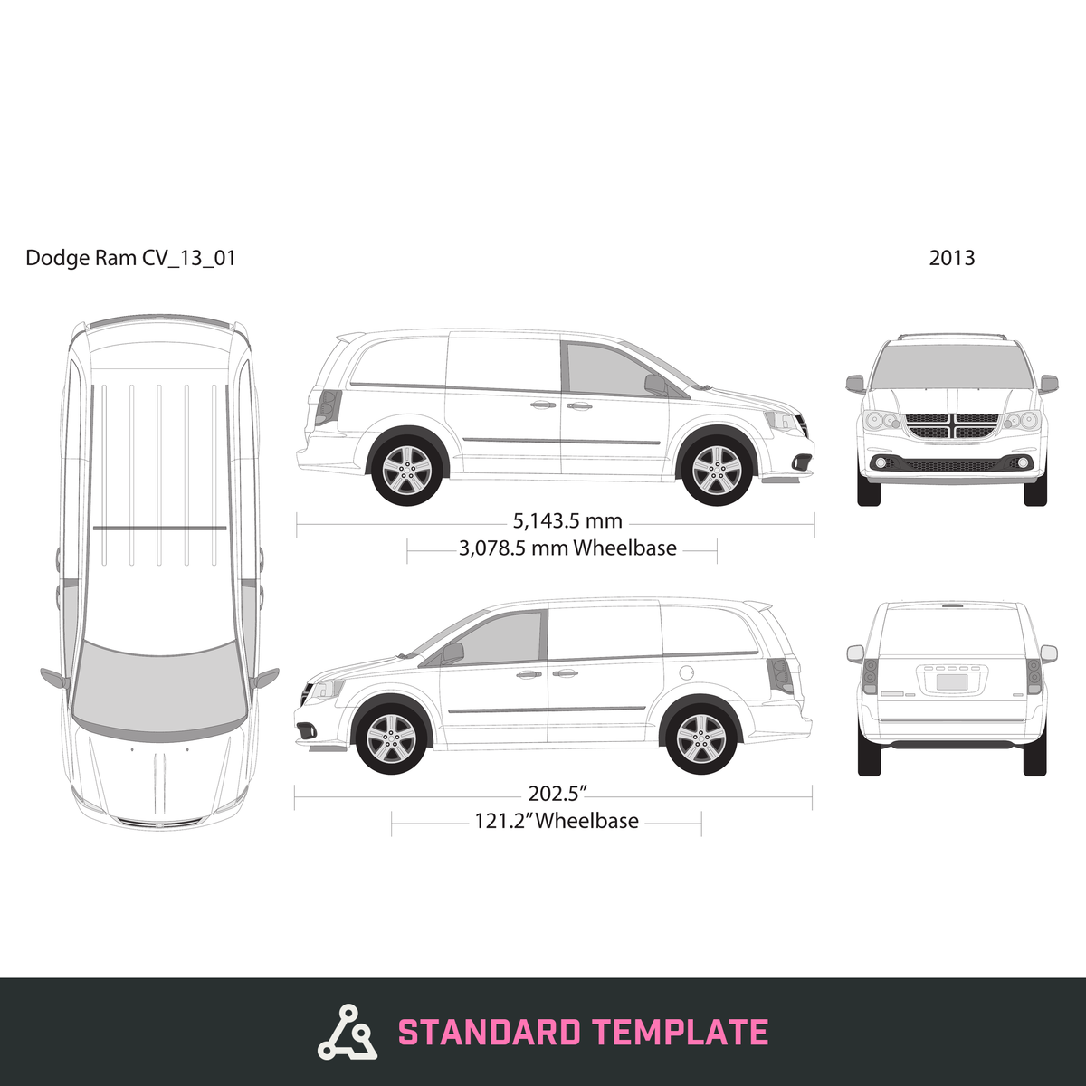 2013 Dodge Ram CV vector wrap template, Design-Ready PDF - GravBase