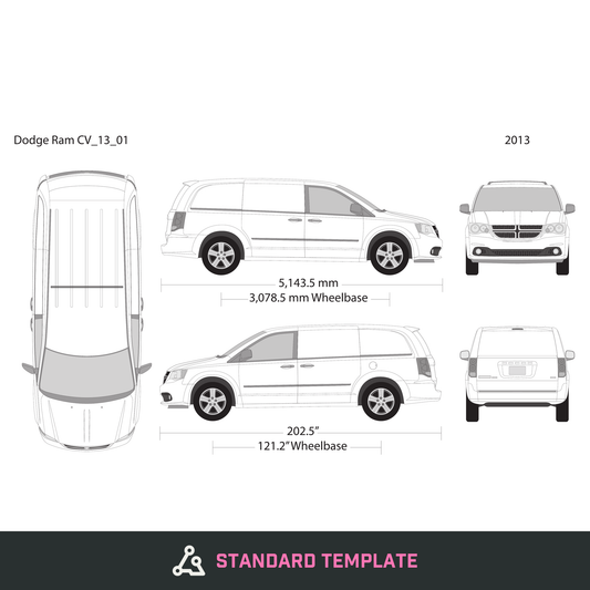 2013 Dodge Ram CV vector wrap template, Design-Ready PDF - GravBase