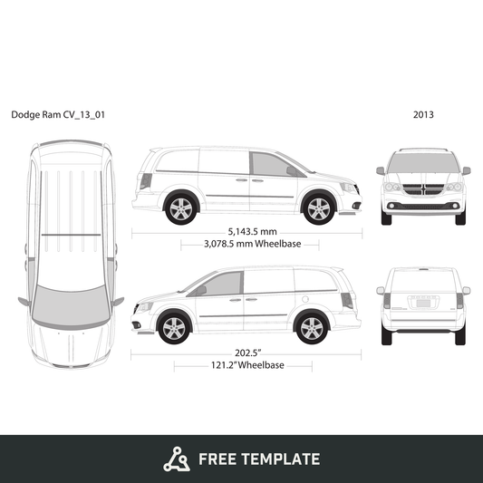 2013 Dodge Ram CV free vector vehicle wrap template - GravBase