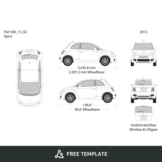 2013 Fiat 500 free vector vehicle wrap template - GravBase