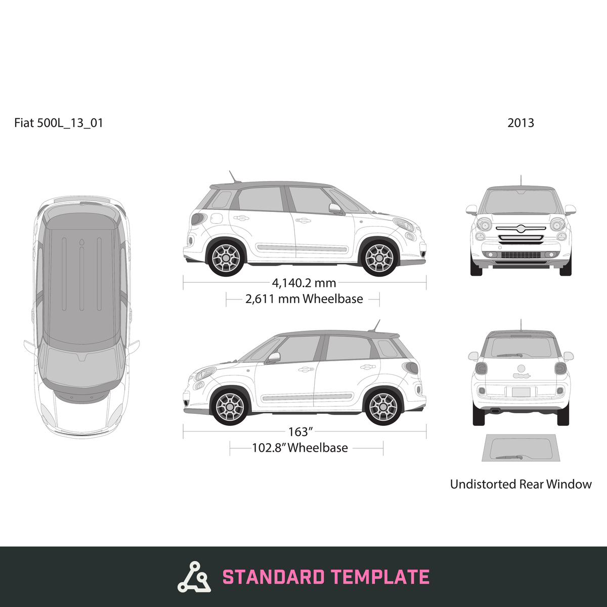 2013 Fiat 500L vector wrap template, Design-Ready PDF - GravBase