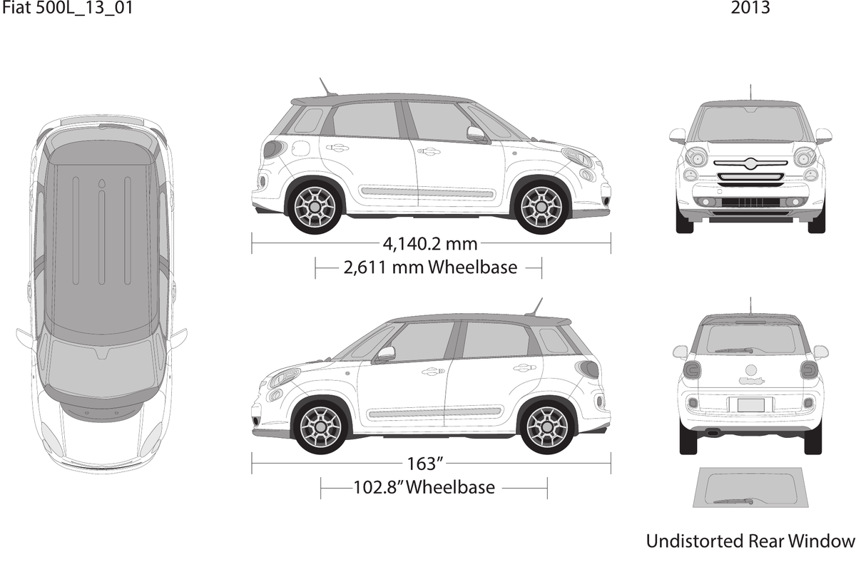 2013 Fiat 500L vector wrap template, Design-Ready PDF - GravBase