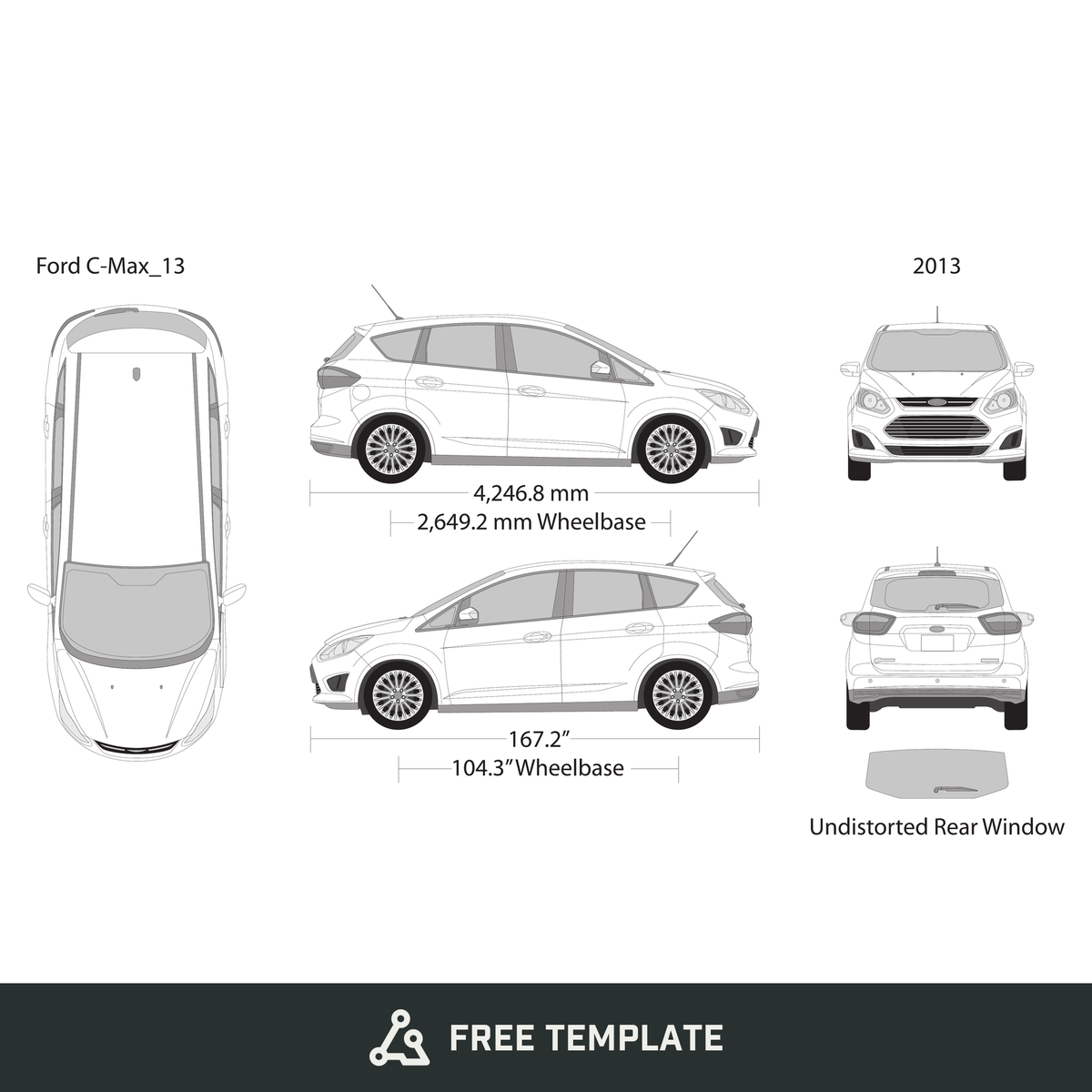 2013 Ford C-Max free vector vehicle wrap template - GravBase
