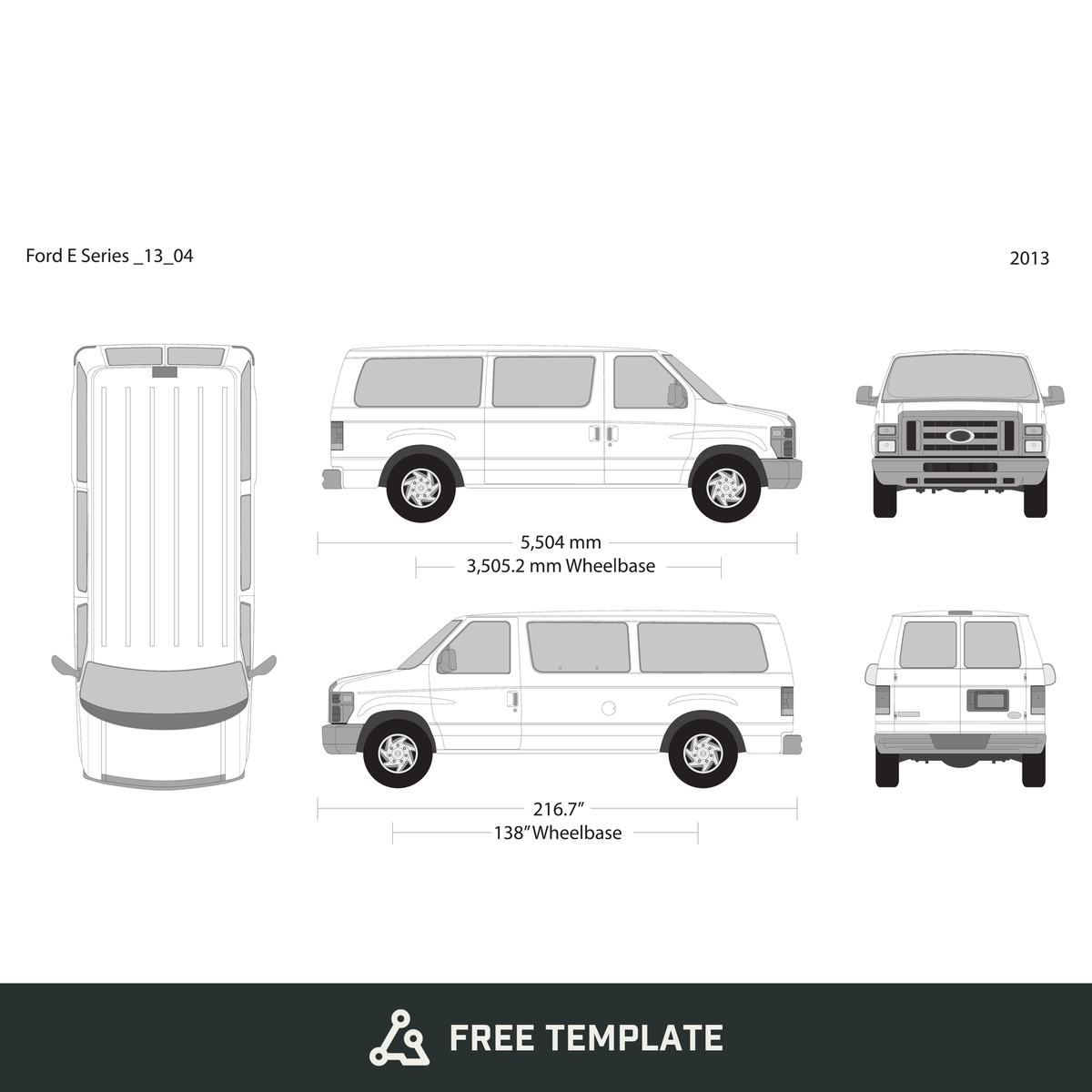 2013 Ford E Series free vector vehicle wrap template - GravBase