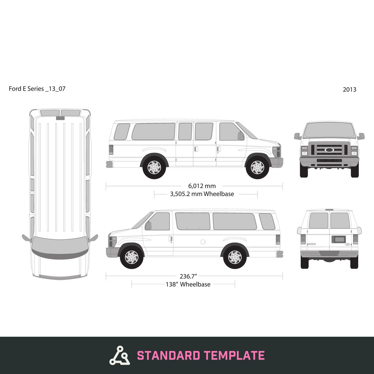 2013 Ford E Series vector wrap template V07, Design-Ready PDF - GravBase