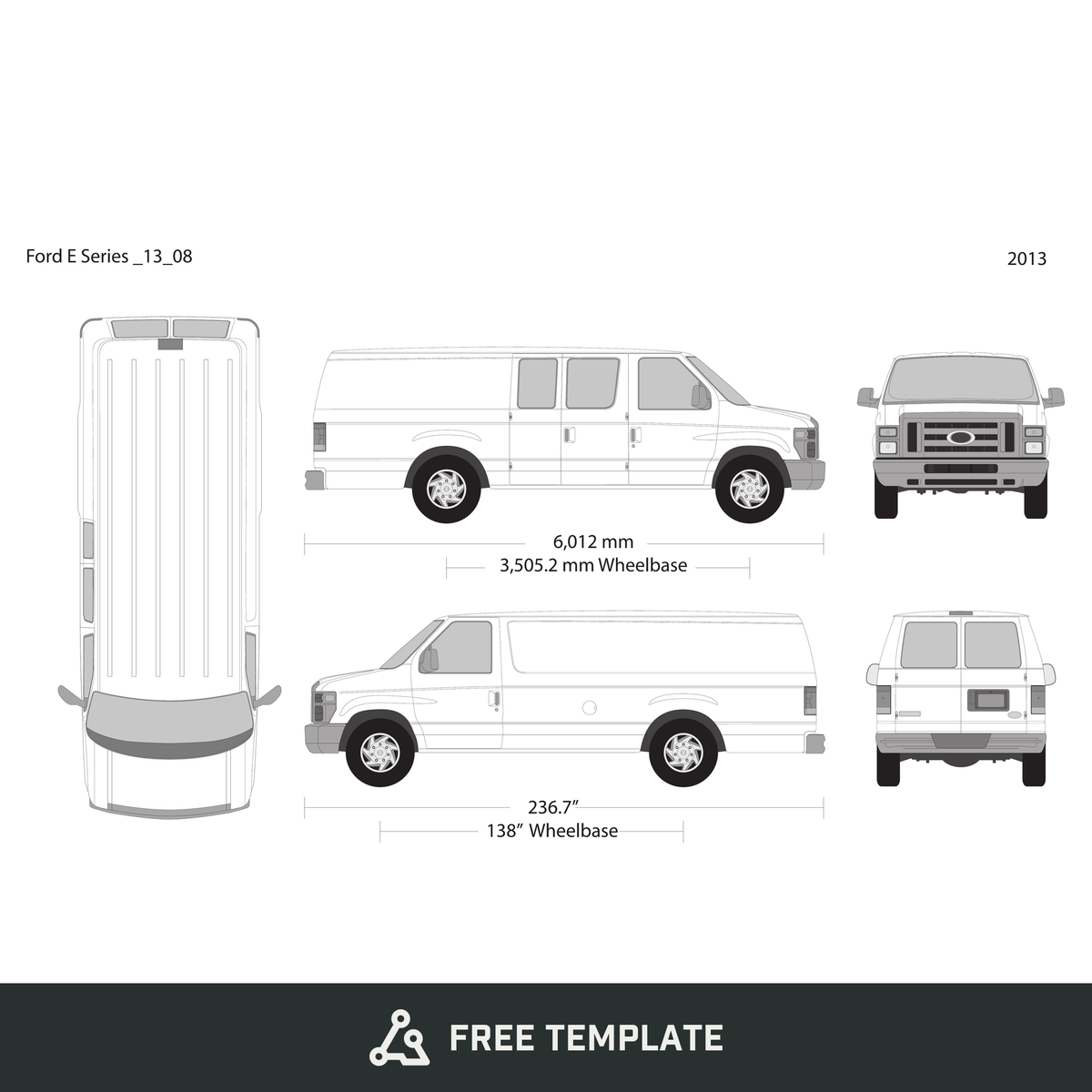2013 Ford E Series free vector vehicle wrap template - GravBase