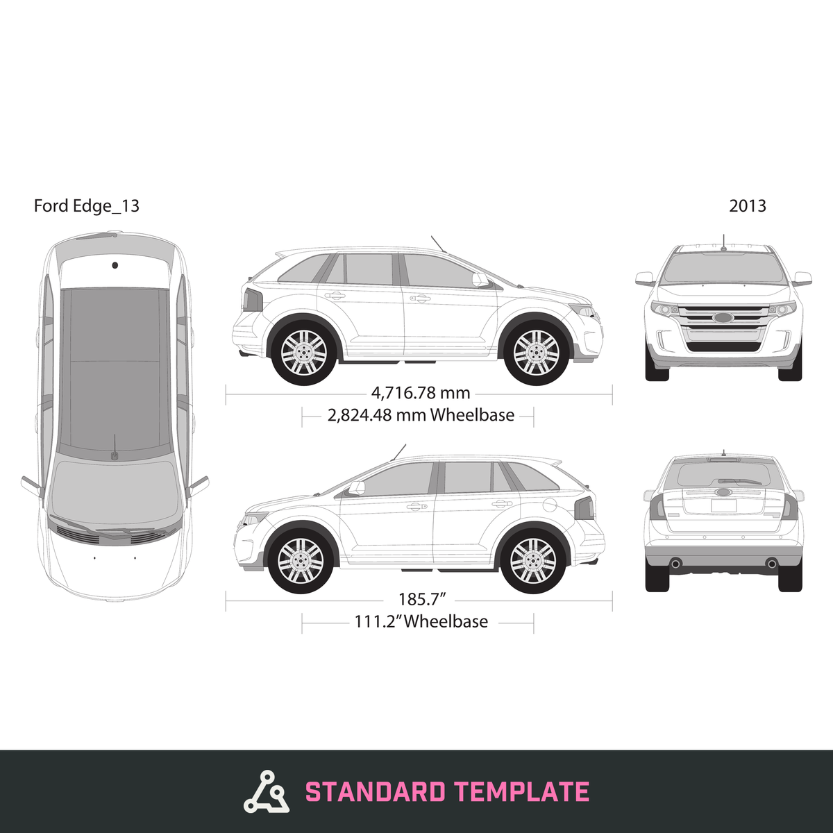 2013 Ford Edge vector wrap template, Design-Ready PDF - GravBase
