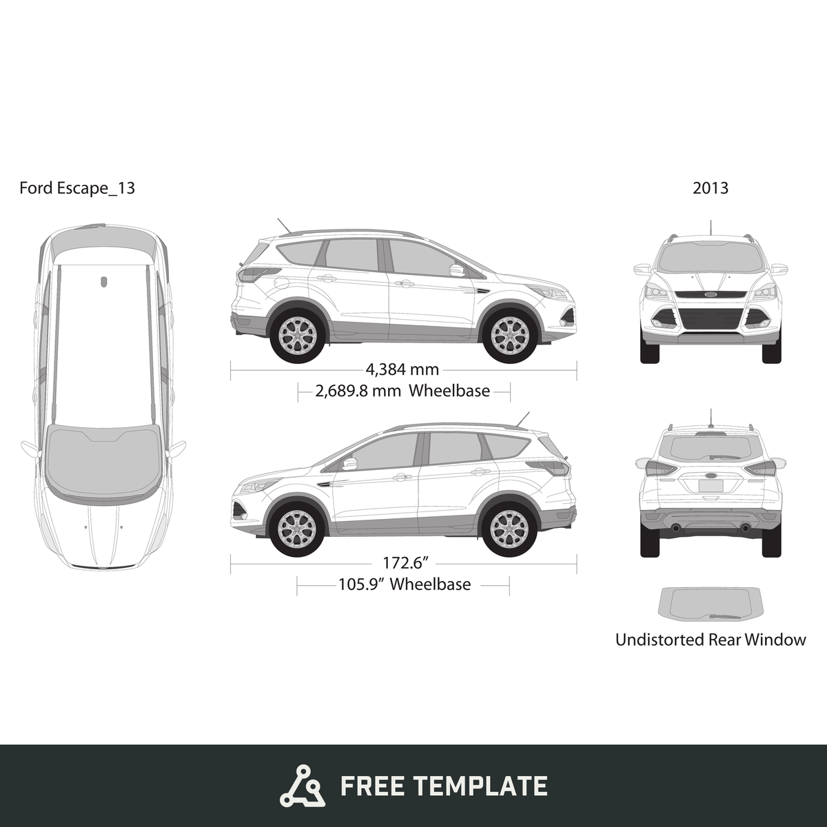 2013 Ford Escape free vector vehicle wrap template - GravBase