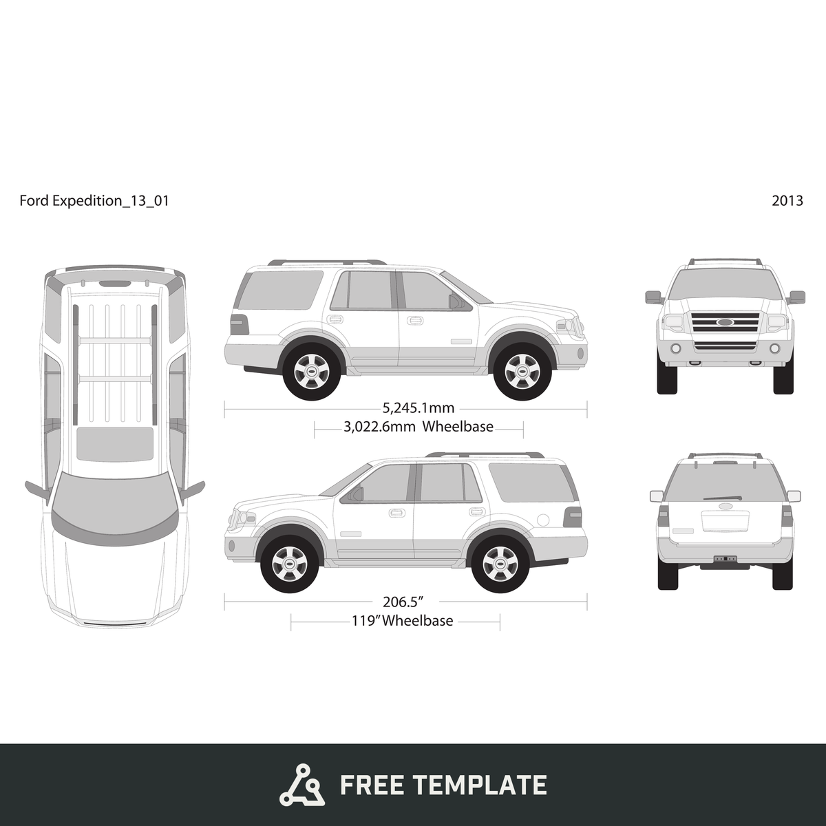 2013 Ford Expedition free vector vehicle wrap template - GravBase