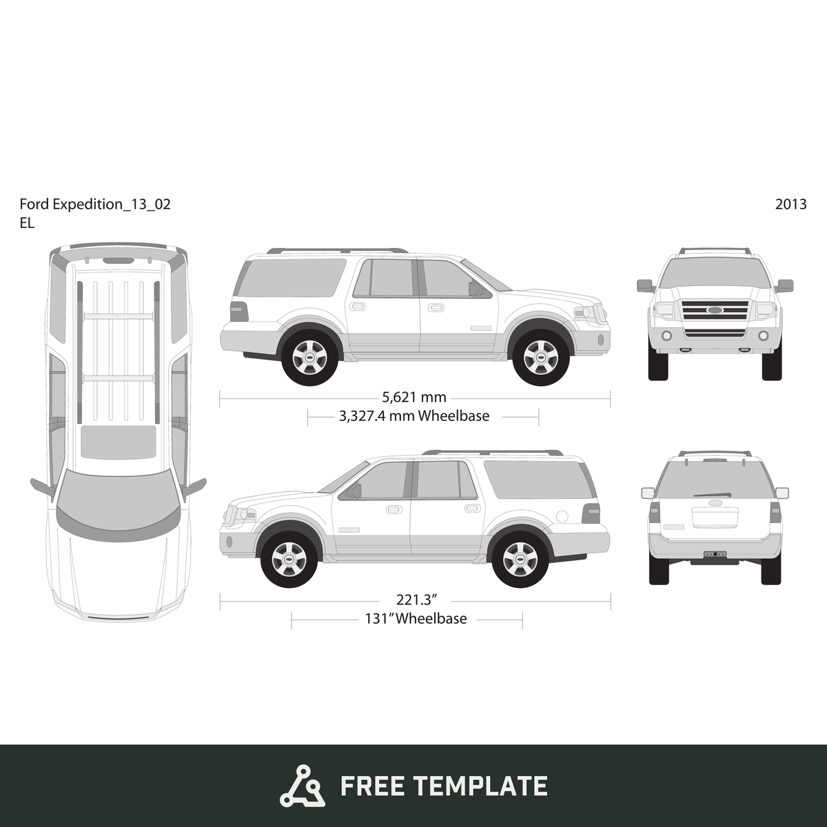 2013 Ford Expedition free vector vehicle wrap template - GravBase