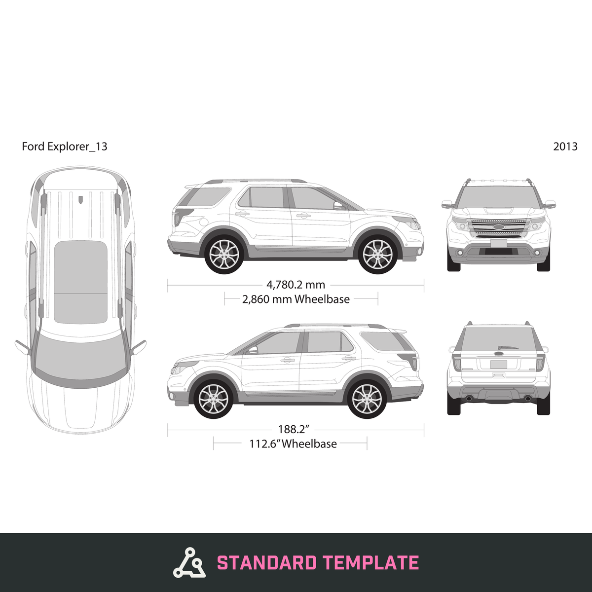 2013 Ford Explorer vector wrap template, Design-Ready PDF - GravBase