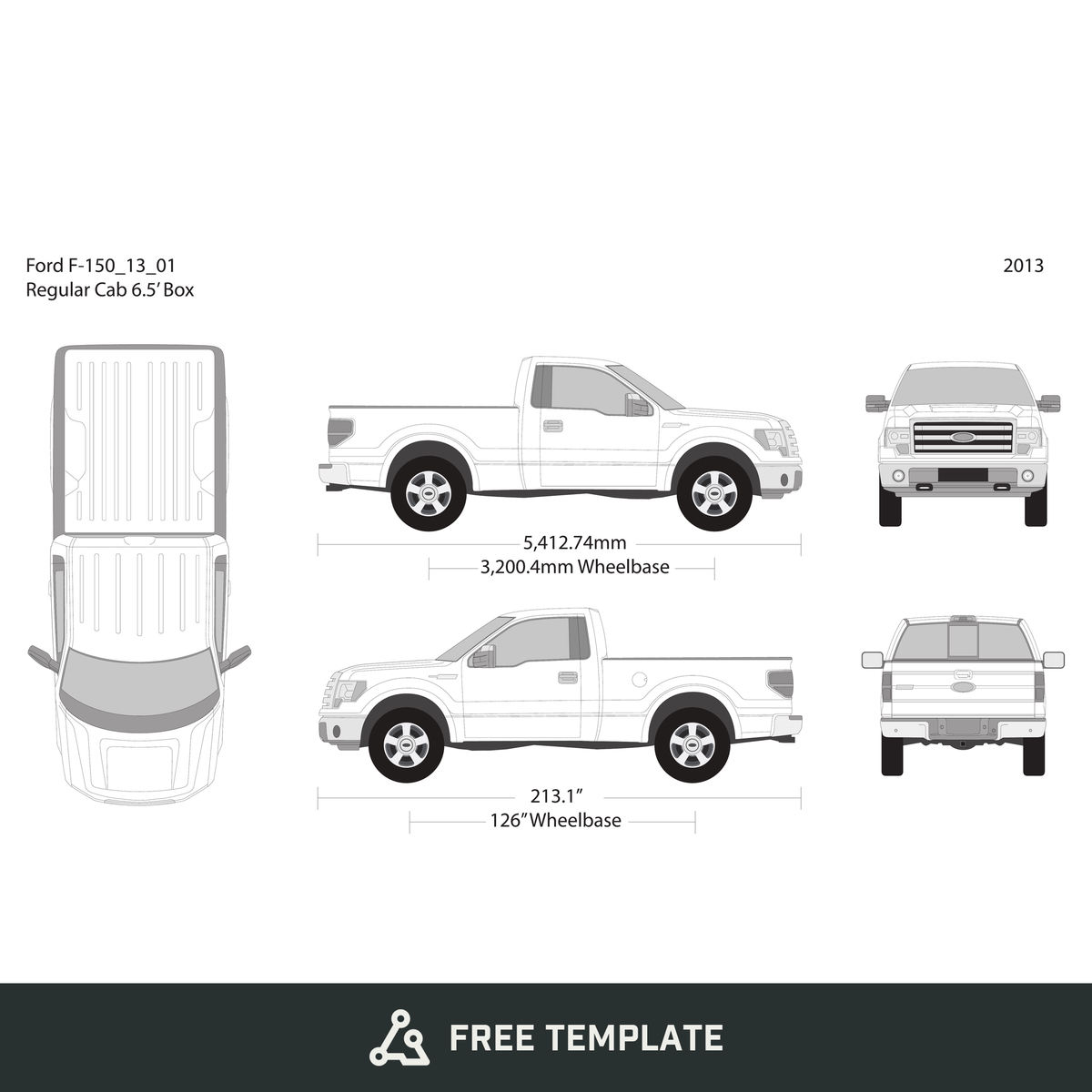 2013 Ford F-150 free vector vehicle wrap template - GravBase