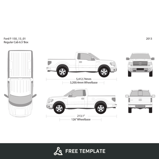 2013 Ford F-150 free vector vehicle wrap template - GravBase