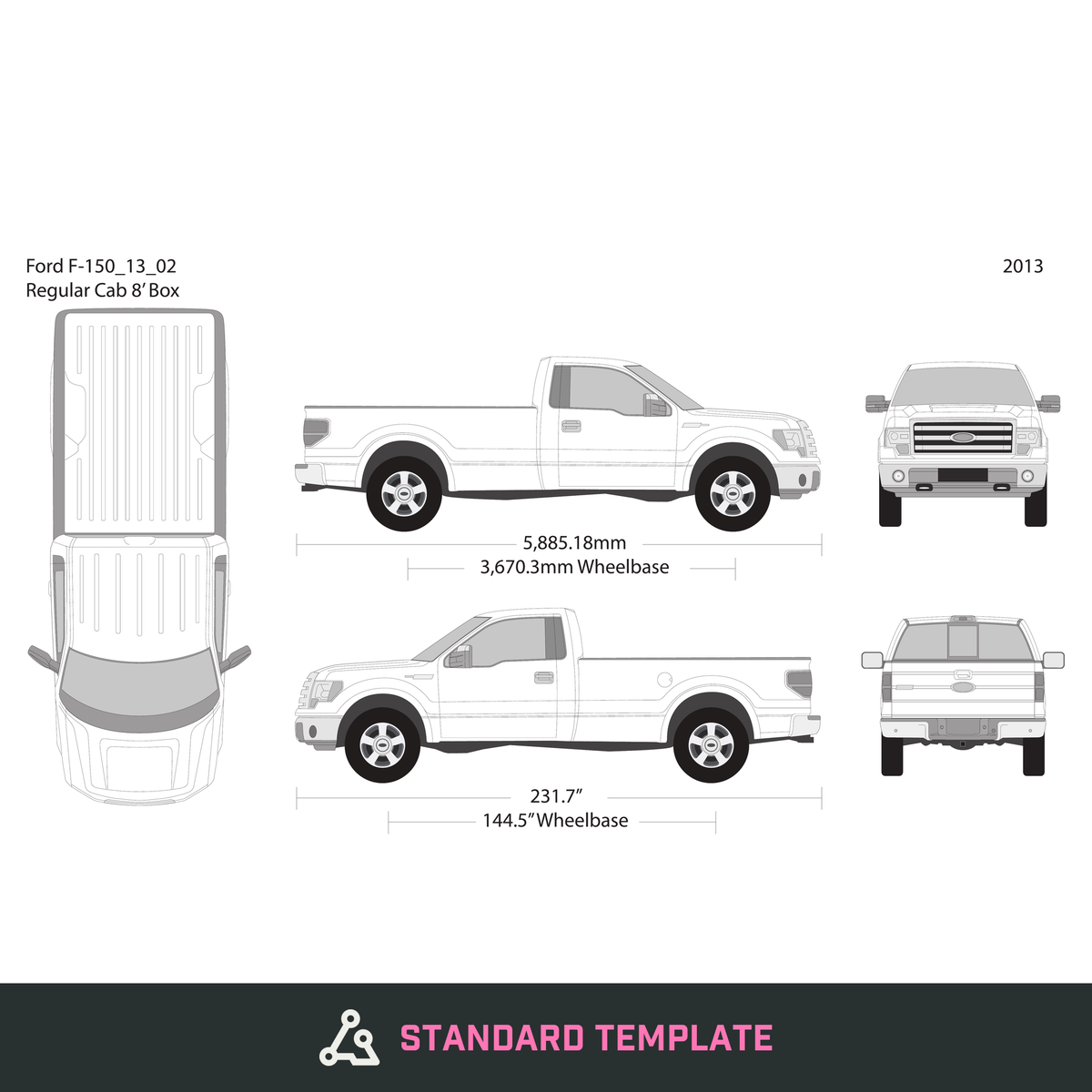 2013 Ford F-150 vector wrap template V02, Design-Ready PDF - GravBase
