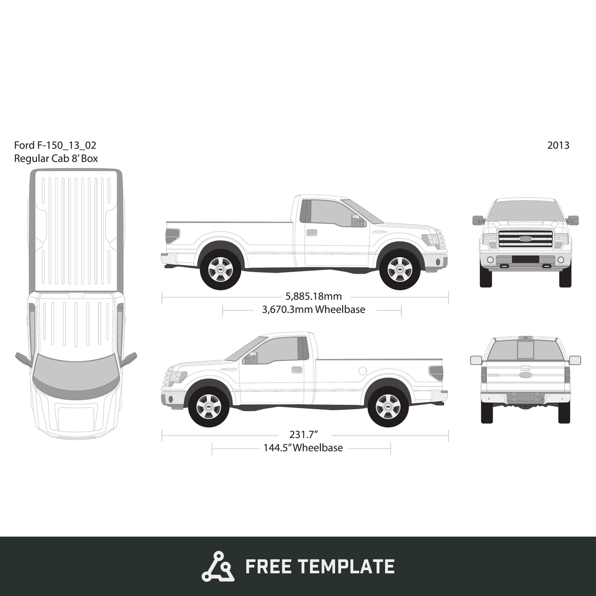 2013 Ford F-150 free vector vehicle wrap template - GravBase