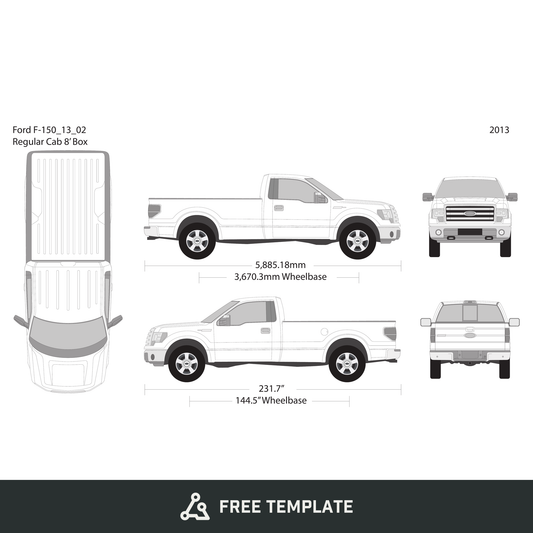 2013 Ford F-150 free vector vehicle wrap template - GravBase