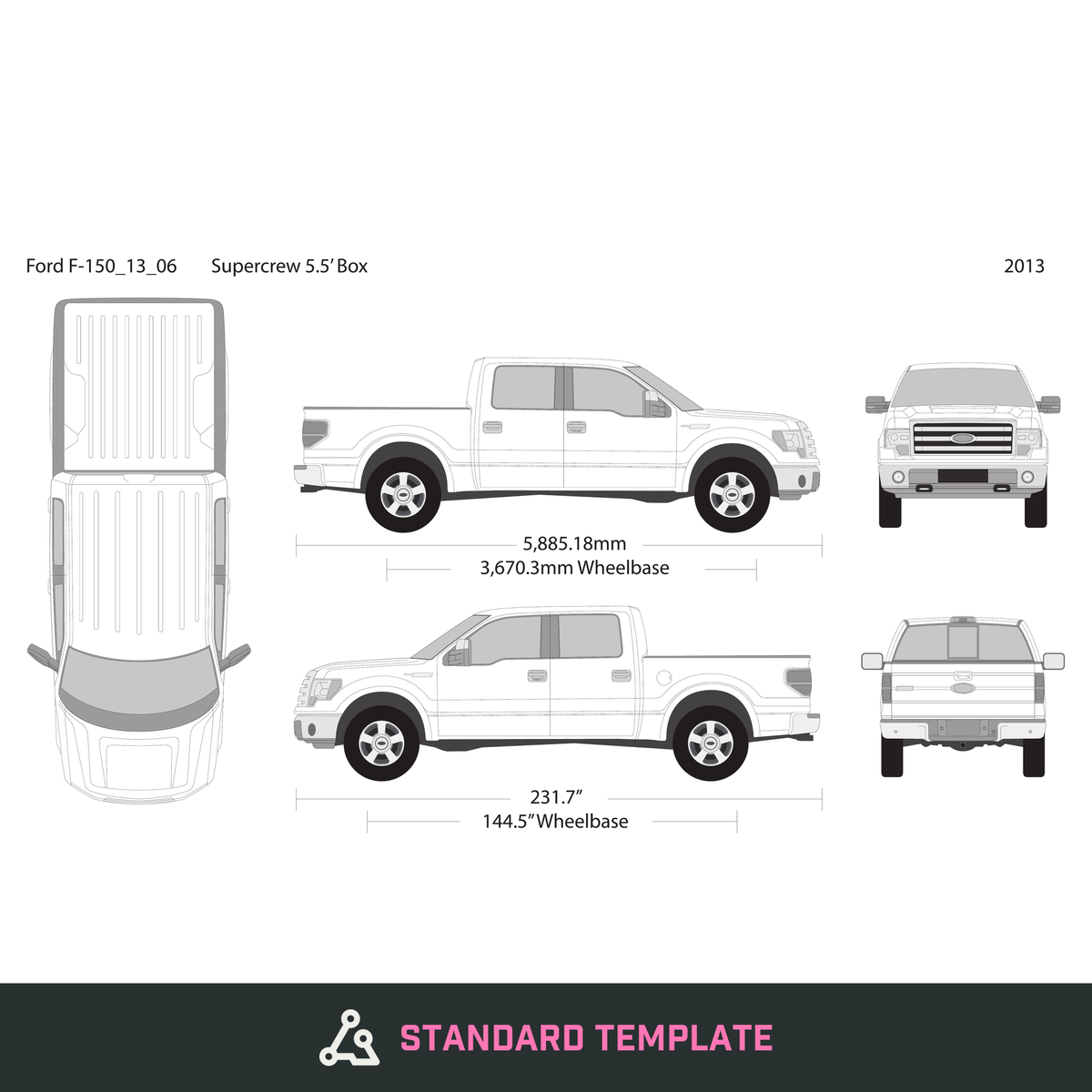 2013 Ford F-150 vector wrap template V06, Design-Ready PDF - GravBase