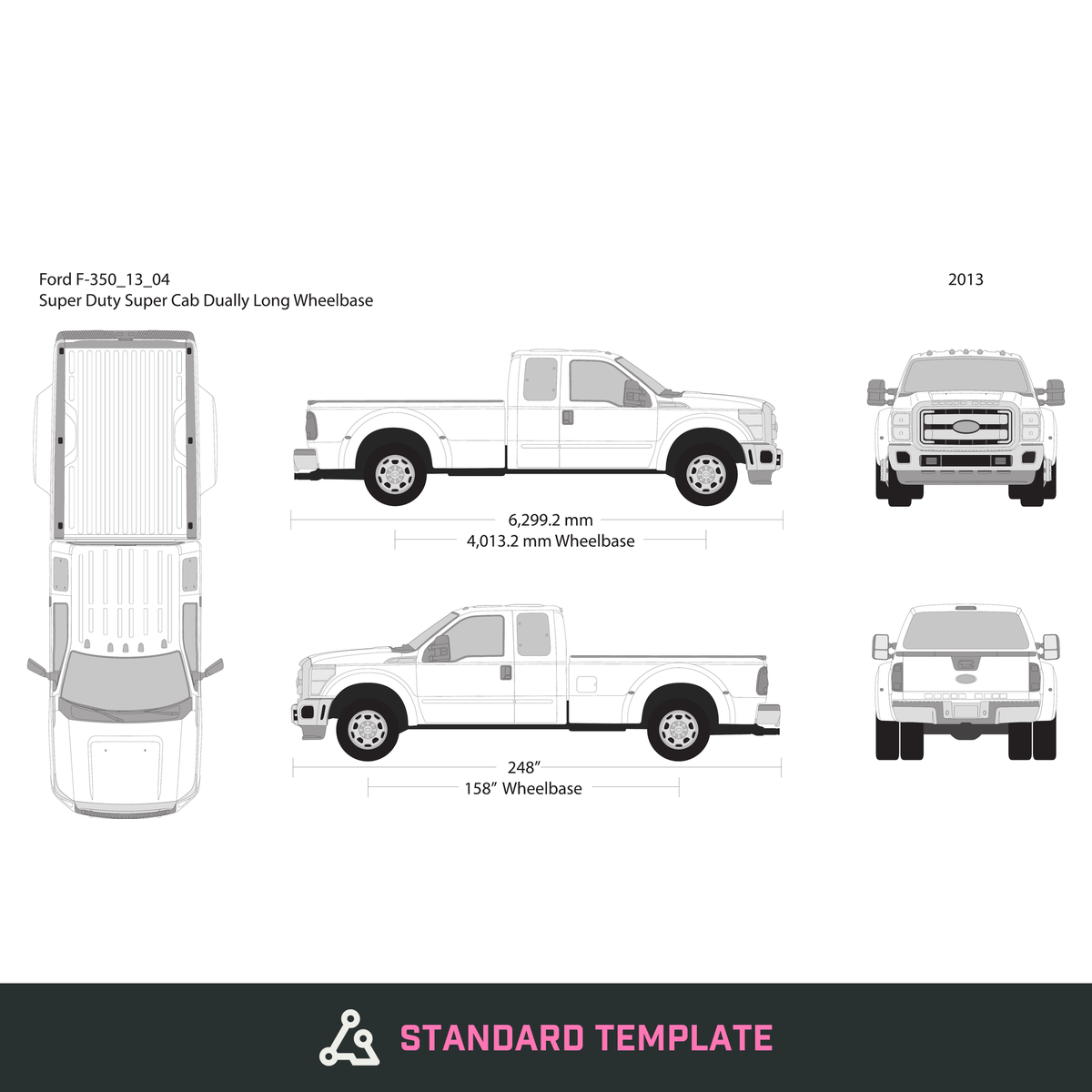 2013 Ford F-350 vector wrap template V04, Design-Ready PDF - GravBase